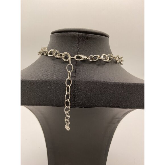 Ruby Rd Chunky Statement Necklace Green & Blue Beads Silver Tone Chain - Picture 6 of 6